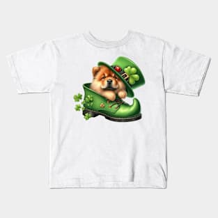 Chow Chow Dog Shoes For Patricks Day Kids T-Shirt